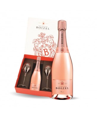 Champagne Boizel Rose Brut Reserve N.V with Gift Box & Champagne Glasses